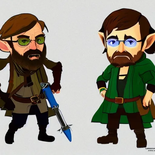 Prompt: walter white and jesse pinkman in zelda breath of the wild art style