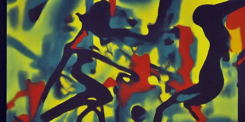 Prompt: An asymmetry still frame of Abstract Expressionism painting by Richard Corben