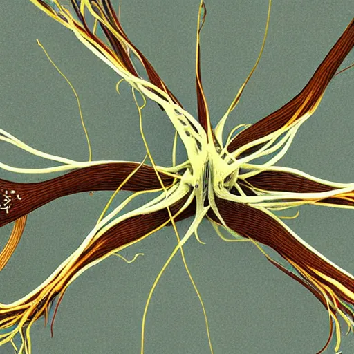 Image similar to 2 d representation of two neurons connected to each other, realistic