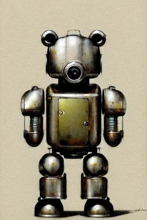 Prompt: ( ( ( ( ( 1 9 5 0 s retro future robot android aluminum bear. muted colors. ) ) ) ) ) by jean - baptiste monge!!!!!!!!!!!!!!!!!!!!!!!!!!!!!!