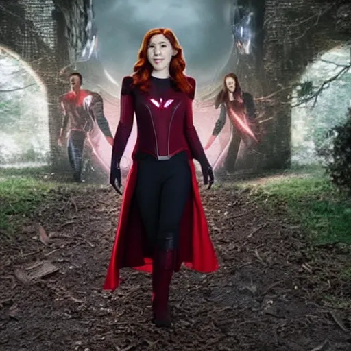 Prompt: Willow Rosenberg (Alyson Hannigan) from BtVS, as the Scarlet Witch, film still from 'Avengers Endgame'