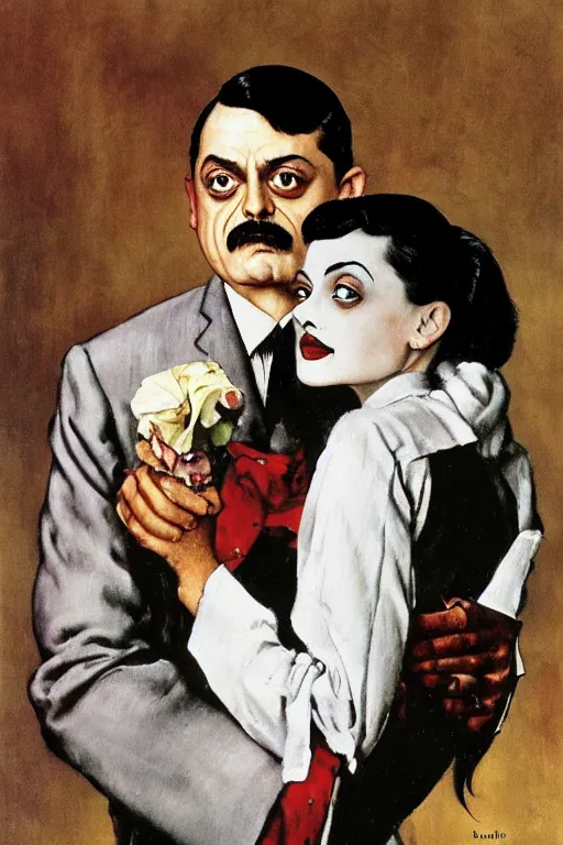 Image similar to gomez addams from the addams family painted by norman rockwell