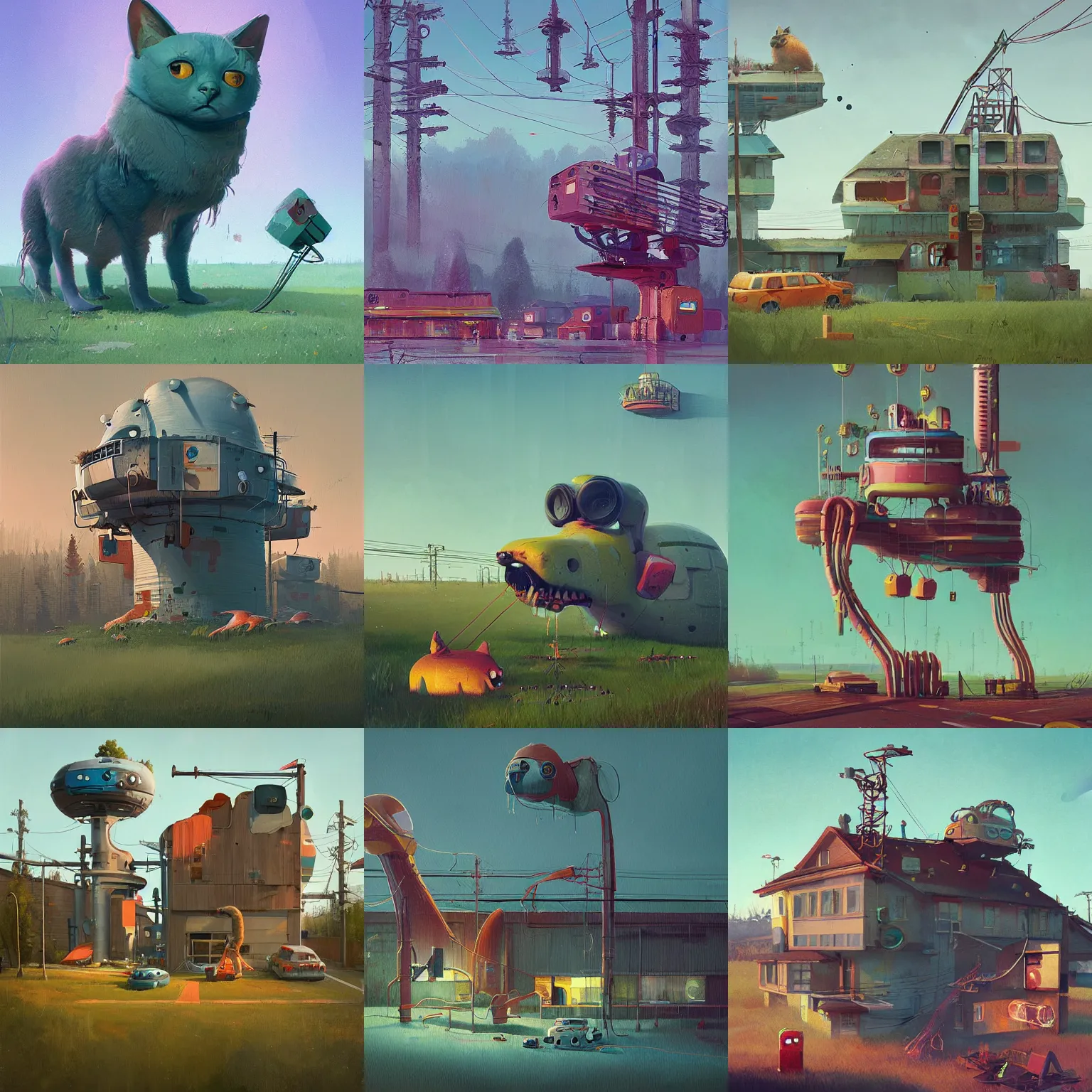 Prompt: cute stalenhag by cat simon