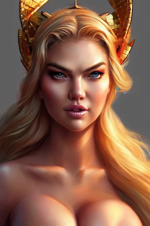 Image similar to hyper-realistic, gorgeous!!! woman resembling kate upton as bowsette, elegant, warrior princess, intricate, highly detailed, artstation, digital painting, smooth, concept art, illustration, character design, sharp focus, art by artgerm & JeeHyung lee & WLOP