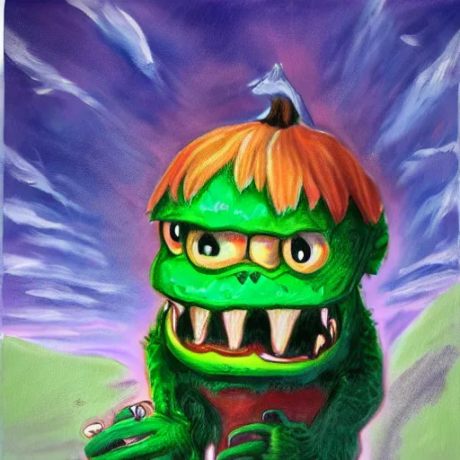 Image similar to painting of monster eat kids