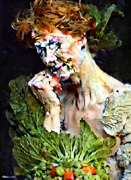 Image similar to emma thompson as an organic vegetable, diffuse lighting, fantasy, intricate, elegant, highly detailed, lifelike, photorealistic, digital painting, artstation, illustration, concept art, smooth, sharp focus, art by john collier and albert aublet and krenz cushart and artem demura and alphonse mucha