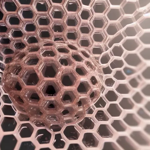 Prompt: closeup of a human eye made but the center is a honeycomb of bubblewrap plastic, hyper detailed 3d render, macro imagery