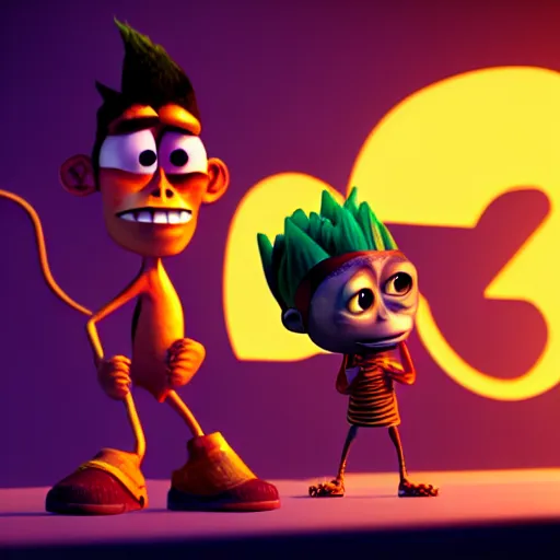 Prompt: octane render pixar unreal engine 3 d gorillaz noodle character