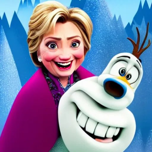 Image similar to hillary clinton as a character in frozen, disney,