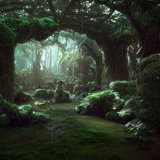Image similar to ,inside a magical ethereal forest, highly detailed, 4k, HDR, award-winning, artstation, octane render
