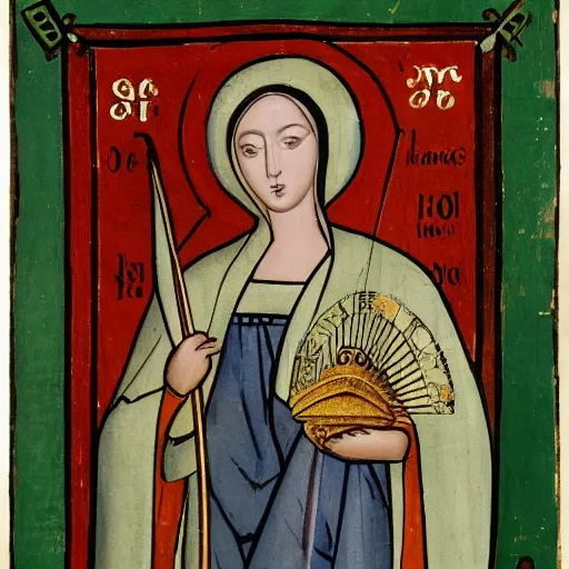 Image similar to a baby harp seal saint, wearing ornate robes, Byzantine painting