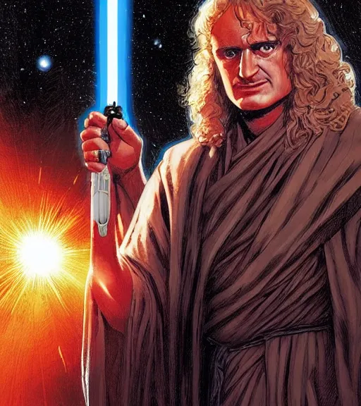 Prompt: a portrait of isaac newton as a jedi knight by cedric peyravernay and marc silvestri