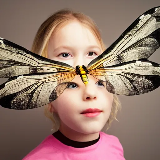 Prompt: studio portrait girl dragonfly wings