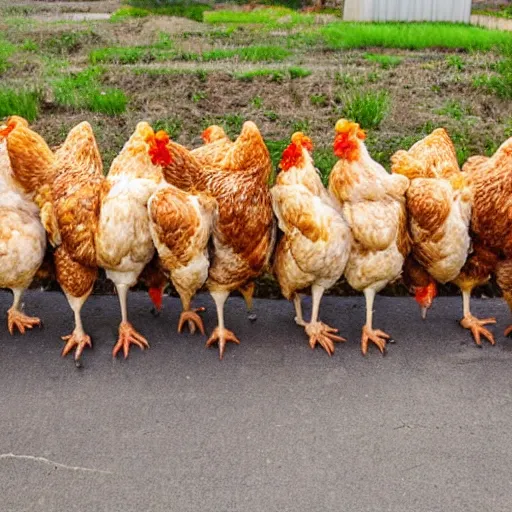 Prompt: a herd of houses on chicken legs