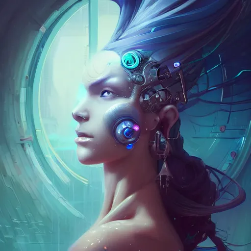 Image similar to a portrait of a beautiful cybernetic mermaid, cyberpunk concept art by pete mohrbacher and wlop and artgerm and josan gonzales, digital art, highly detailed, intricate, sci-fi, sharp focus, Trending on Artstation HQ, deviantart, unreal engine 5, 4K UHD image