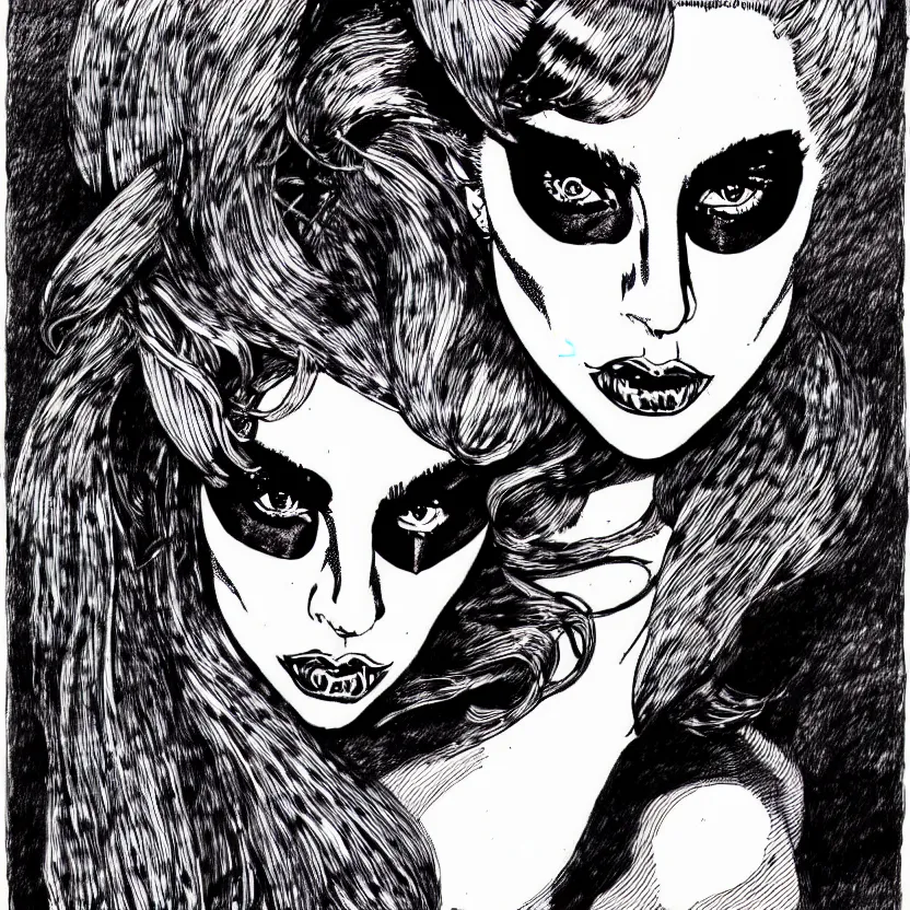 Image similar to portrait of lady gaga in the style of marc silvestri pen and ink drawing, high detail