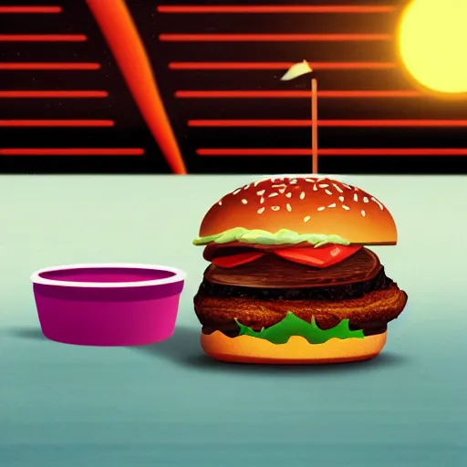 Prompt: outrun hamburger