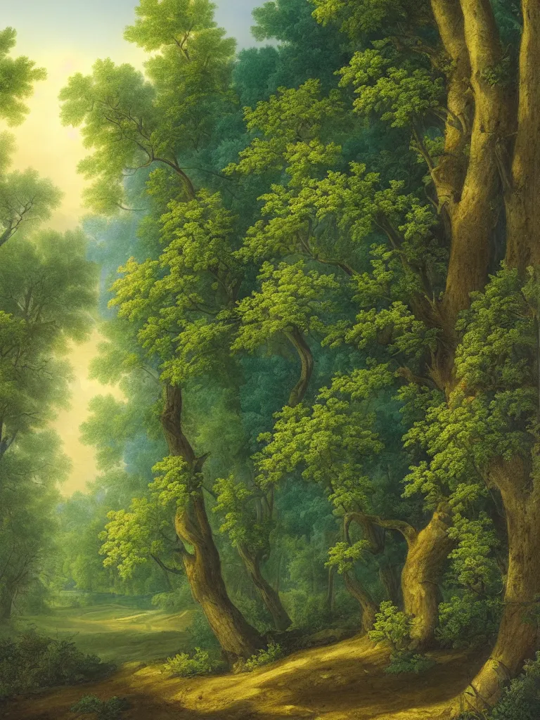 Image similar to forest with flowers blue, Digital Matte Illustration by asher brown durand
