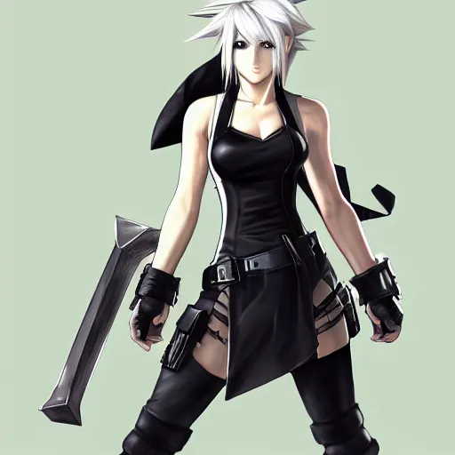 Image similar to portrait of cloud strife cosplaying as tifa lockhart, anime fantasy illustration by tomoyuki yamasaki, kyoto studio, madhouse, ufotable, trending on artstation