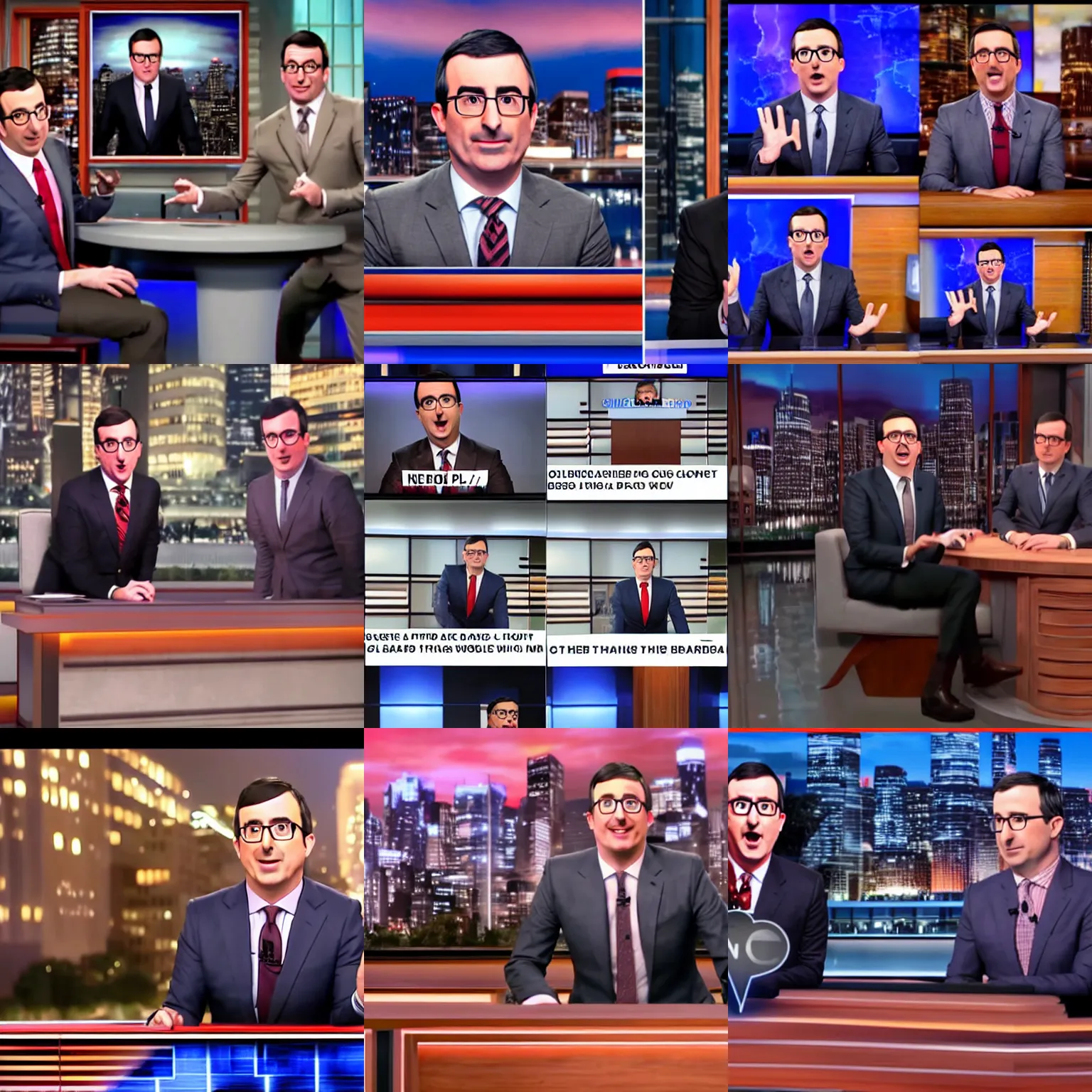 Prompt: a scene from last week tonight with john oliver ( tv show )