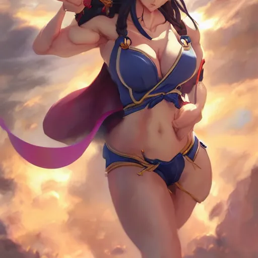 Image similar to A beautiful semi realistic anime portrait of Chun li, by Stanley Artgerm Lau, WLOP, Rossdraws, James Jean, Andrei Riabovitchev, Marc Simonetti, and Sakimichan, tranding on artstation H- 768