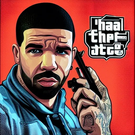 Image similar to drake in the style of gta v artwork, digital art