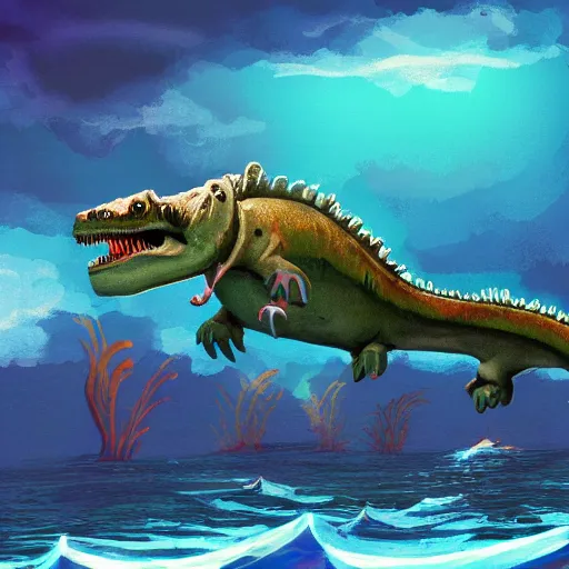 Image similar to fish dinosaur concept art