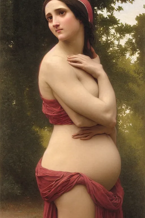 Prompt: pregnant woman under street light by Edwin Long, Bouguereau, Rutkowski