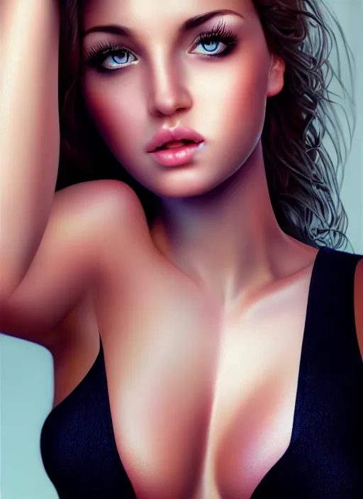 Image similar to a gorgeous female photo, professionally retouched, soft lighting, realistic, smooth face, full body shot, torso, dress, perfect eyes, wide angle, sharp focus on eyes, 8 k high definition, insanely detailed, intricate, elegant, art by marc hill and artgerm and johannes wessermark