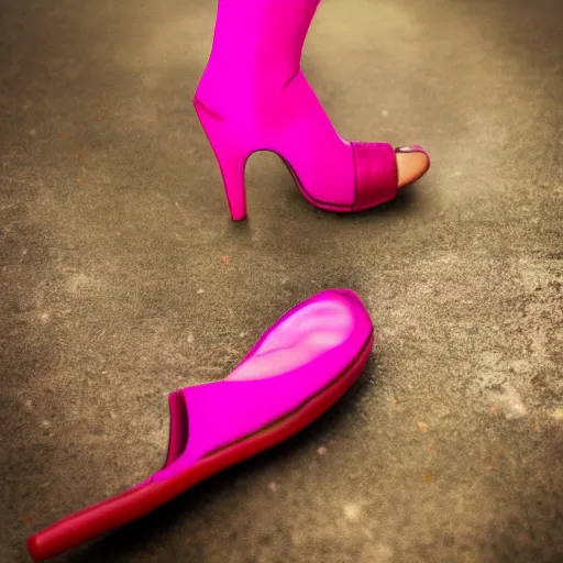 Image similar to medieval pink high heels, photoshoot, photography, 4 k, hyper realistic