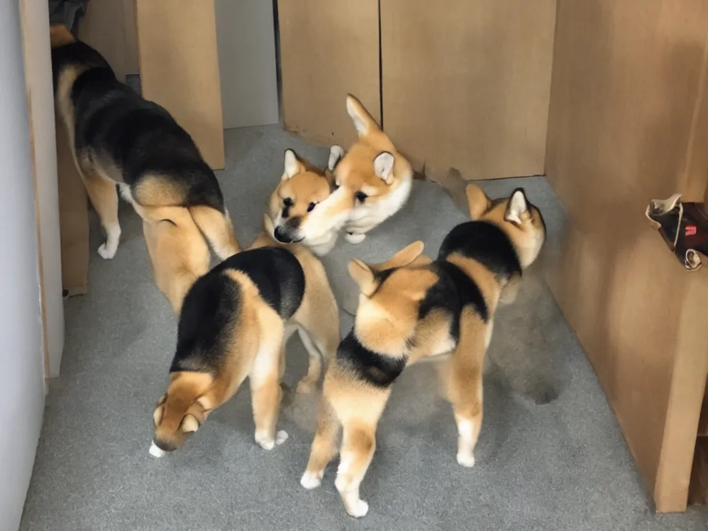 Image similar to shiba inu in the backrooms