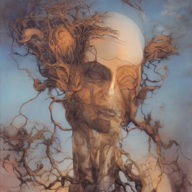 Image similar to Boreas by Zdzisław Beksiński, oil on canvas