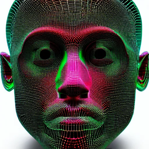 Image similar to a 3d human head made up of shiny holograms