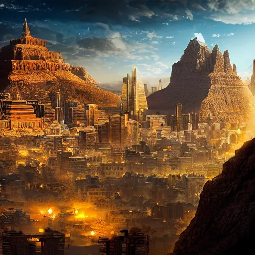 Prompt: the golden city of the gods by killian eng