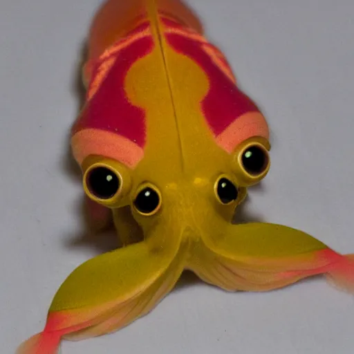 Image similar to an anthropomorphic rosy maple moth squid hybrid