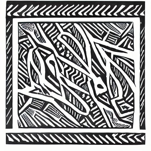 Prompt: tribal pattern detailed intricate block print, 4k, black ink on white paper