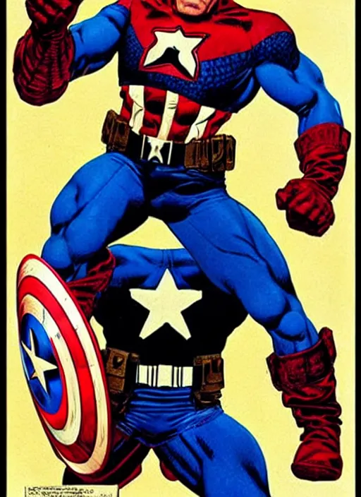 Image similar to the punisher dressed as captain america. portrait by clyde caldwell and jean giraud and anton otto fischer and john philip falter and will eisner and gil elvgren