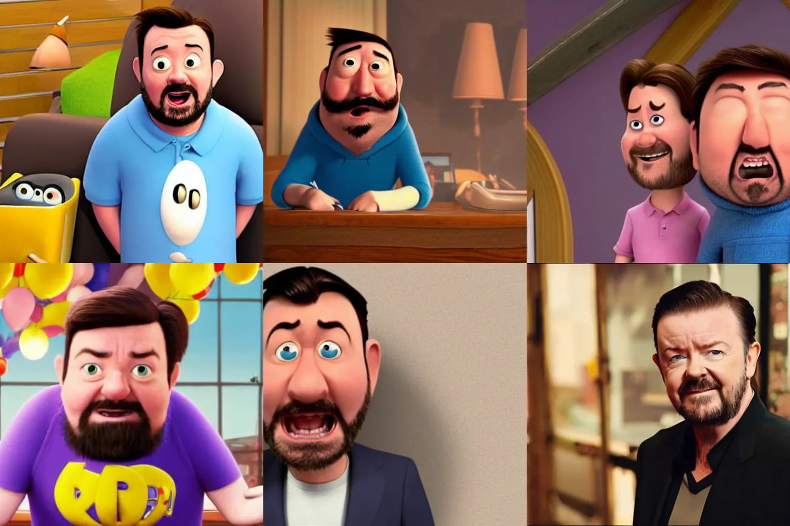 Prompt: Ricky Gervais in a pixar film