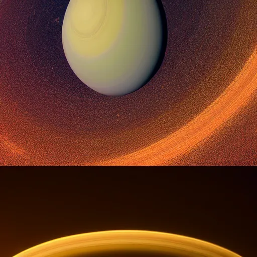 Image similar to saturn view from space, beeple style 3 d render, 8 k, hires