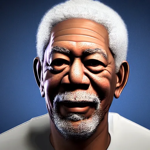 Image similar to 3 d render of morgan freeman