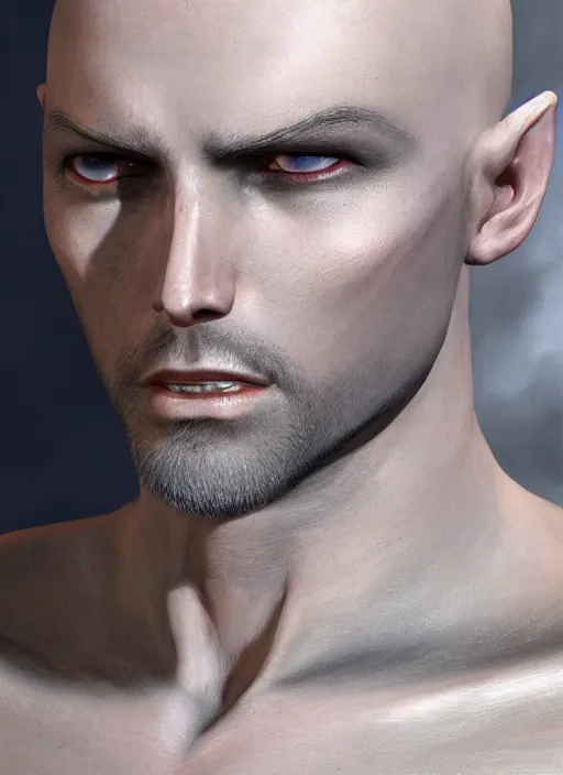 Prompt: buzzcut hair stubble male, aphelios draven, dndbeyond, bright, realistic, dnd character portrait, full body, art by ralph horsley, dnd, rpg, lotr game design fanart by concept art, behance hd, artstation, deviantart, global illumination radiating a glowing aura global illumination ray tracing hdr render in unreal engine 5