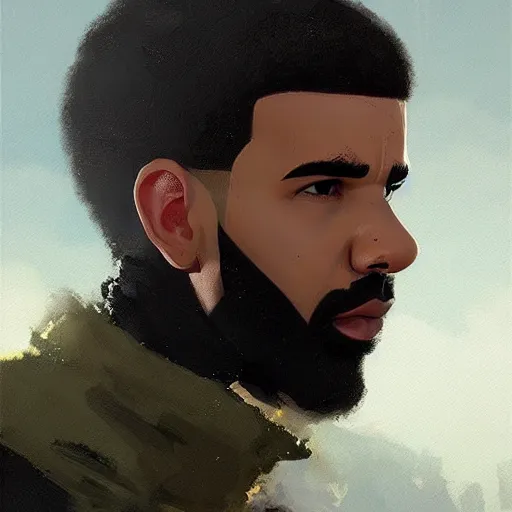 Image similar to Drake profile picture by Greg Rutkowski, asymmetrical, Organic Painting , Matte Painting, geometric shapes, hard edges, street art, trending on the artstation, HD:2 by Sachin Teng:4