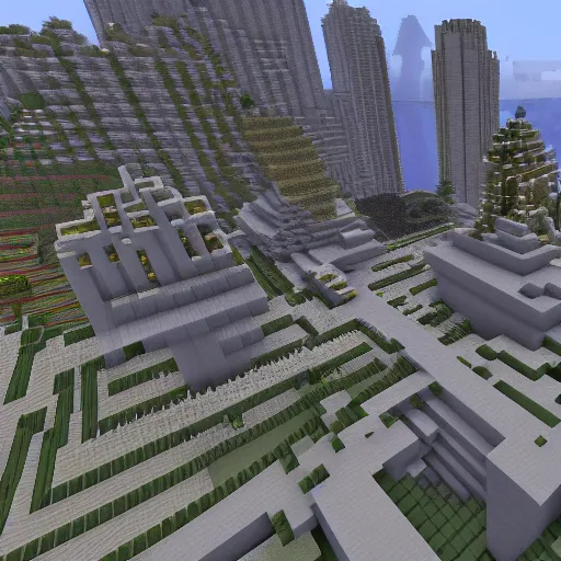 Image similar to perspective city outlook , hyperrealism, no blur, 4k resolution, ultra detailed, style of Minecraft