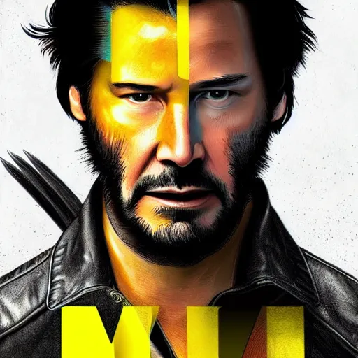 Image similar to keanu reeves as wolverine with yellow mask digital art 4 k detailed super realistic