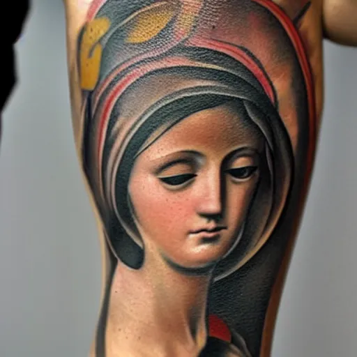 Image similar to tattoo of Renaissance painting of the black Madonna