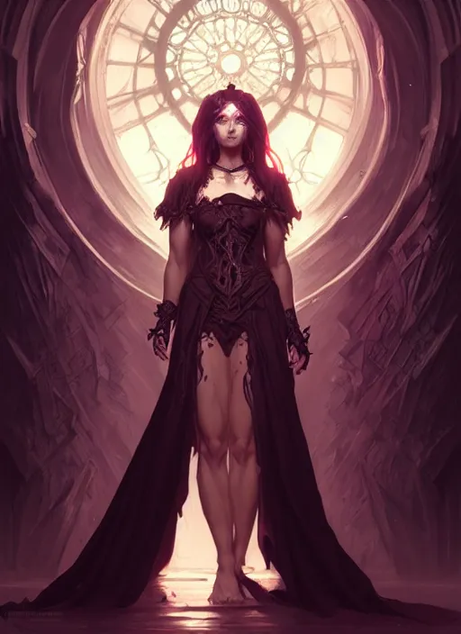 Image similar to Necromancer Sorceress, fantasy magic, undercut hairstyle, dark light night, intricate, elegant, sharp focus, illustration, highly detailed, digital painting, concept art, matte, art by WLOP and Artgerm and Greg Rutkowski and Alphonse Mucha, masterpiece