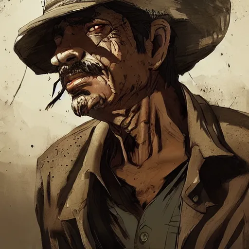 Image similar to don ramon and the chavo del 8 walking dead game telltale, gigachad black and white trending on artstation, painted by greg rutkowski