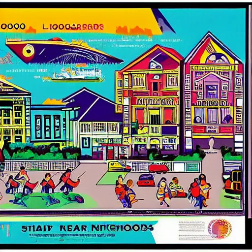 Image similar to 1 9 9 0 s singaporean public education poster for neighbourhoods