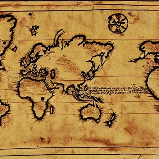 Image similar to ancient pirate treasure map printed on parchment