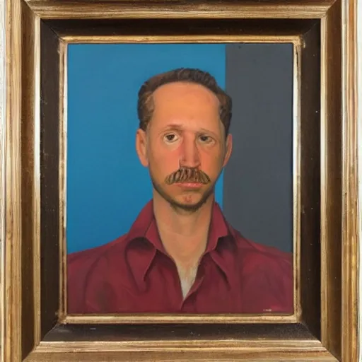 Prompt: Steven Spelberg as a surrealist painter, self portrait, professional